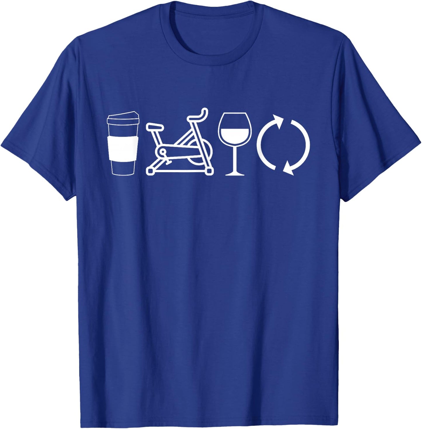 Coffee Spin Wine Repeat Funny Spinning Class Workout Gym T-Shirt - T-Shirt | Royal