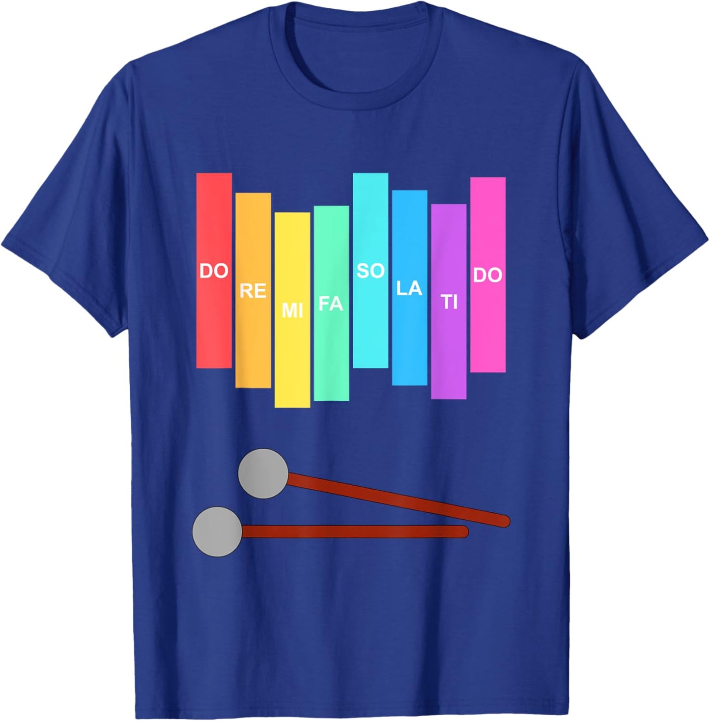 Music Xylophone Vintage Percussion Instrument Rainbow Colour T-Shirt - T-Shirt | Royal