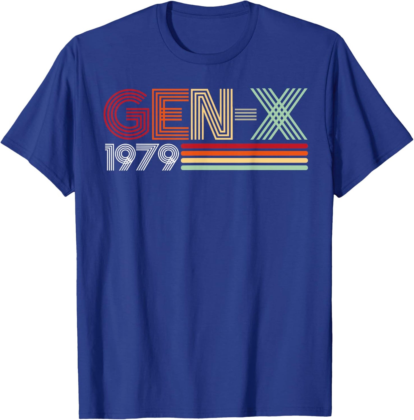 Gen X 1979 Retro Generation Xer Vintage Text Style T-Shirt - T-Shirt | Royal