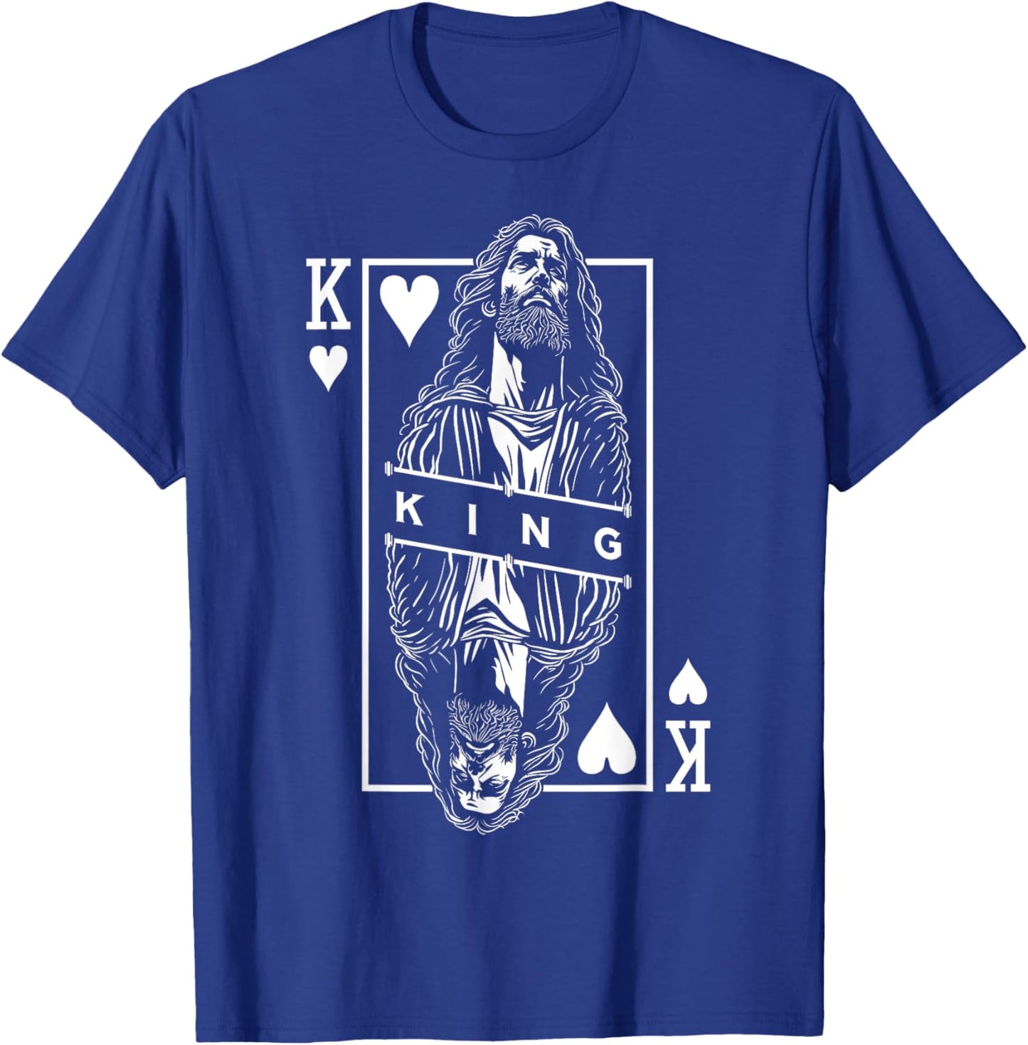 Jesus King Of Hearts Faith In Christ Christian Playing Card T-Shirt - T-Shirt | Royal