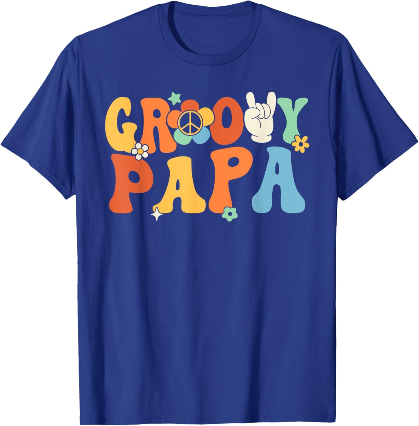 Groovy Papa Retro Dad Matching Family 1st Birthday Party T-Shirt - T-Shirt | Royal