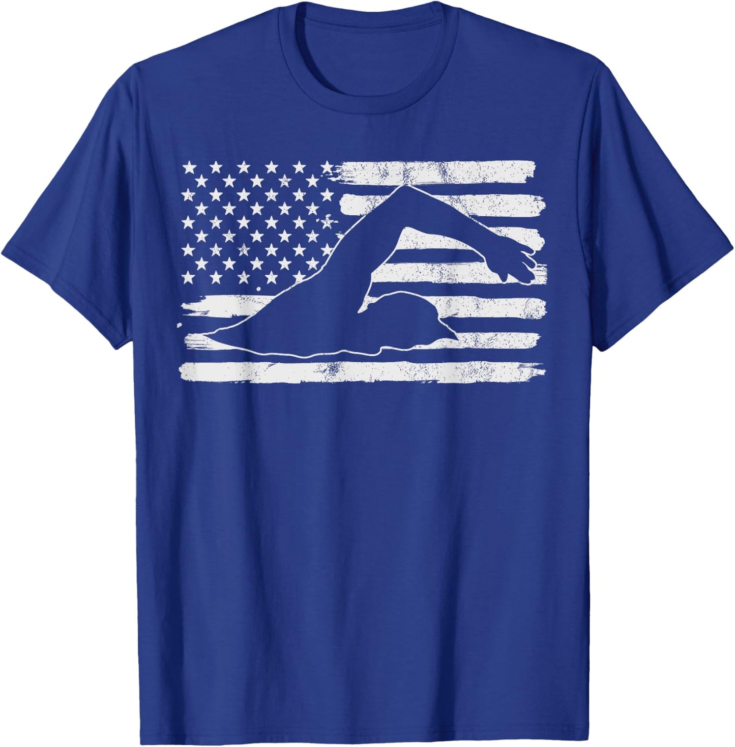 Vintage 4th Of July USA Flag Swimming Swim Sports Gift Women Kids Men T-Shirt - T-Shirt | Royal