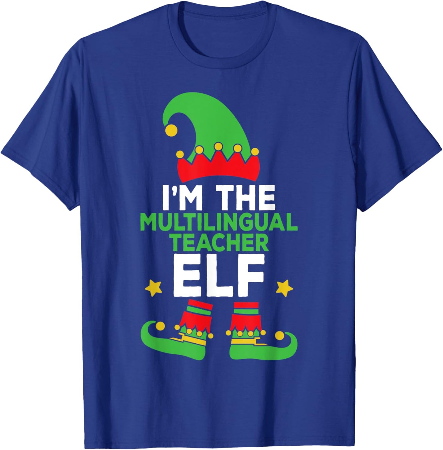 Multilingual Teacher Elf Family Holiday Matching Christmas T-Shirt - T-Shirt | Royal