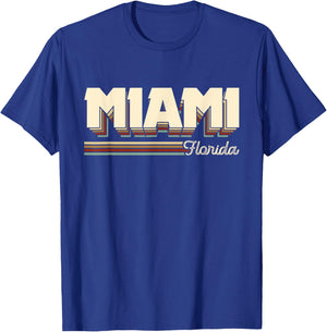 Retro 80s Miami Florida Beach Souvenir Gift Men Women Kids T-Shirt - T-Shirt | Royal