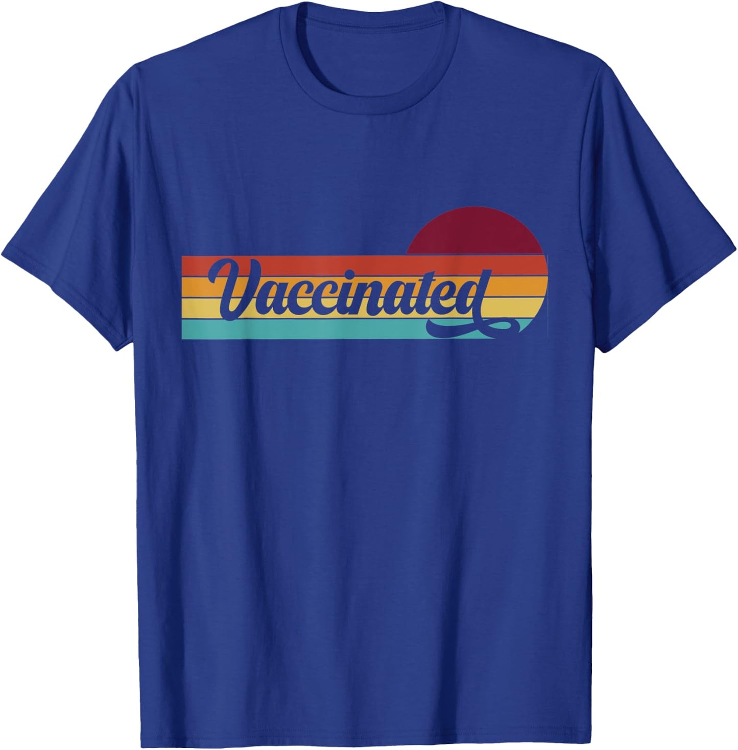 Vaccinated Retro Sunset Pro Vaccination Immunization T-Shirt - T-Shirt | Royal