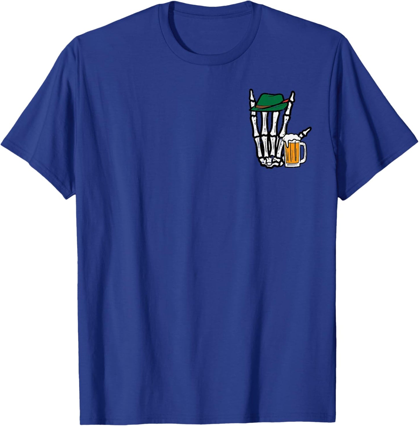 Skeleton Rock Hand Bavarian Rocker Oktoberfest Men Boys T-Shirt - T-Shirt | Royal