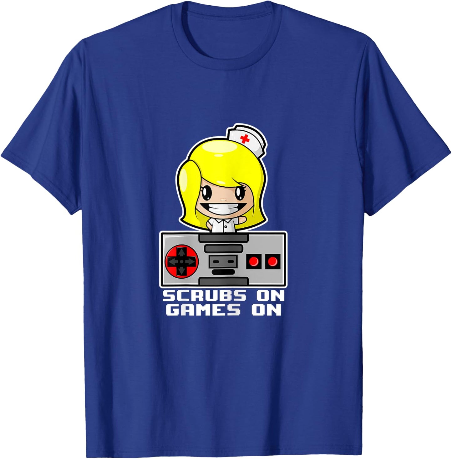 Scrubs On Gaming Shirt Nurse Shirts Funny Gamer T-Shirt - T-Shirt | Royal