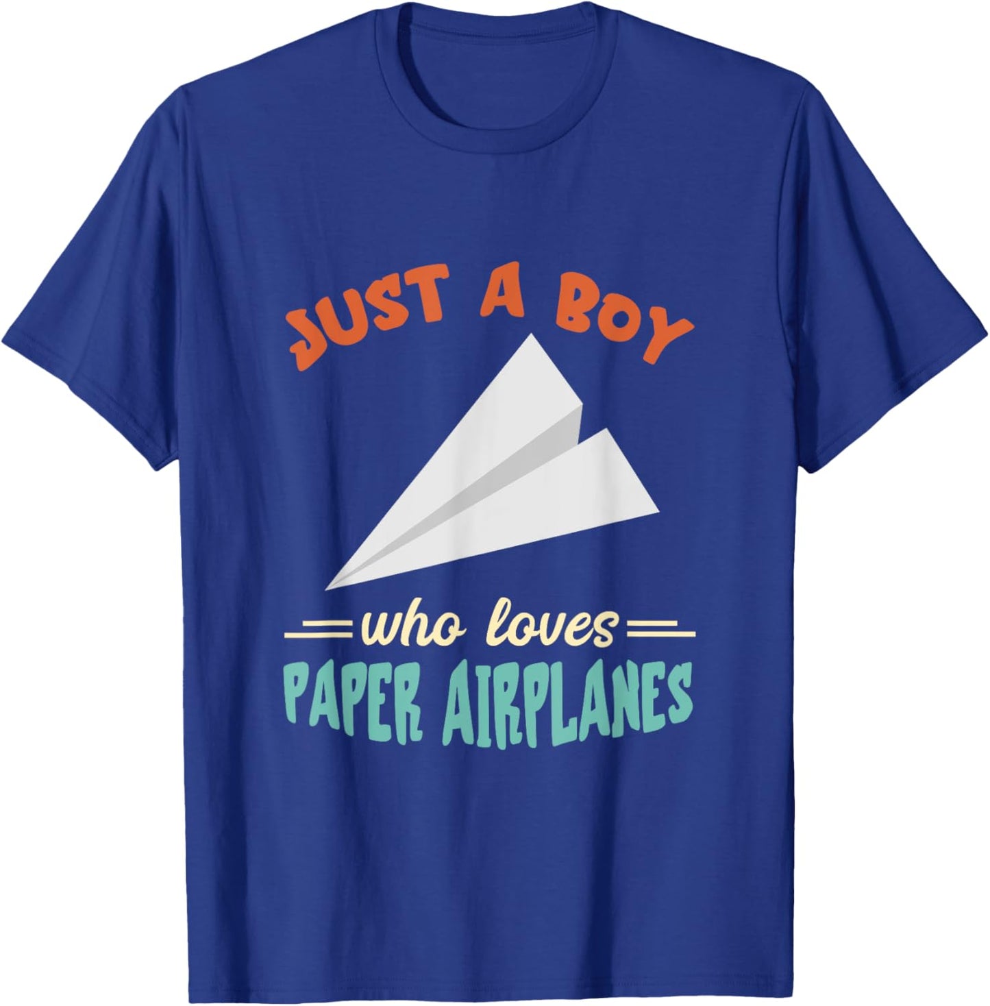Paper Airplane Just A Boy Aircraft Paper Plane Aviation T-Shirt - T-Shirt | Royal