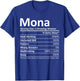 MONA Nutrition Personalized Name Funny Christmas Gift T-Shirt - T-Shirt | Royal