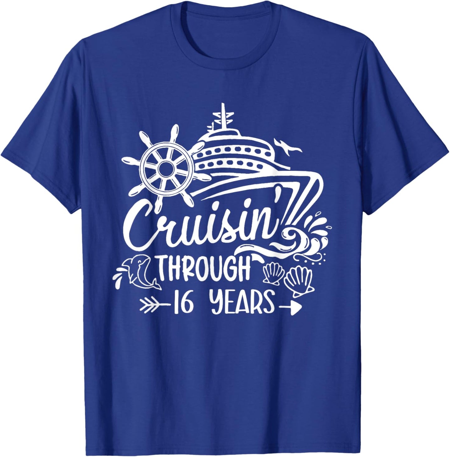 Cruising Through 16 Years 16th Anniversary Cruise Marry T-Shirt - T-Shirt | Royal