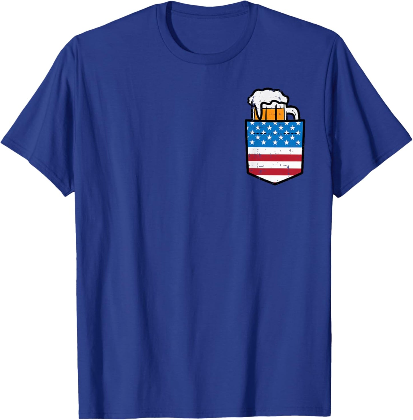 4th of July American Flag Pocket Funny Patriot Dad Team Men T-Shirt - T-Shirt | Royal