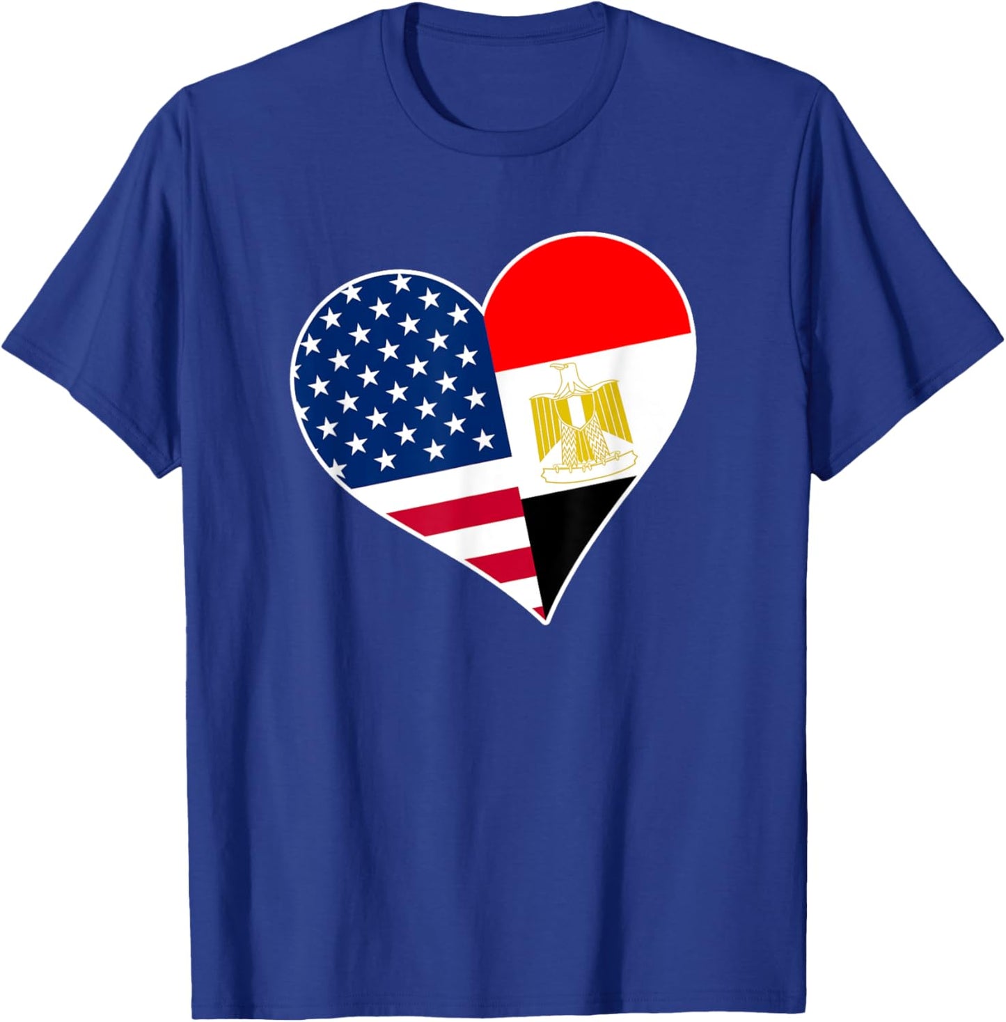 Egypt USA Heart Shirt Egyptian American Flag T-Shirt - T-Shirt | Royal