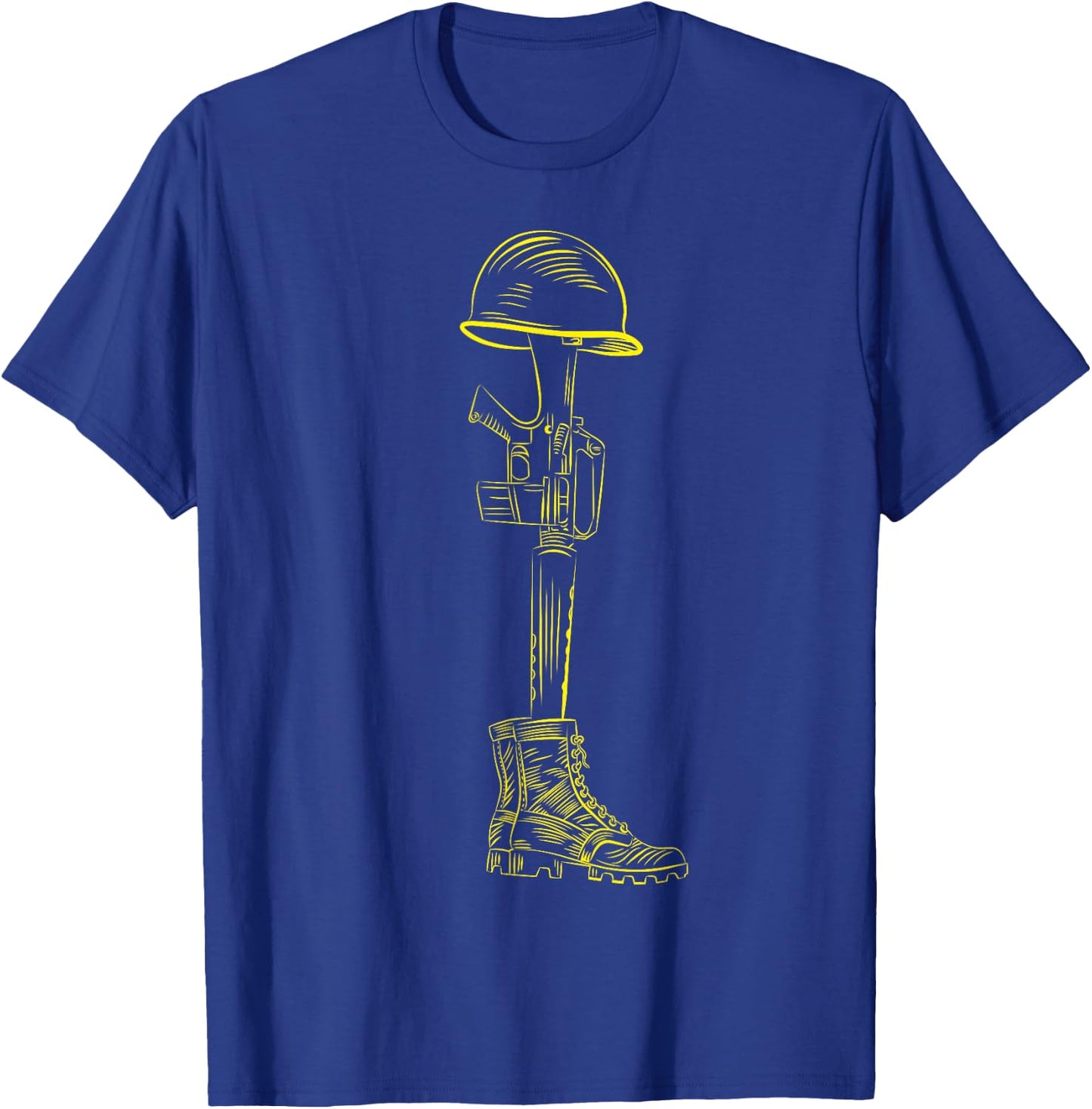 Battlefield Cross Rifle Helmet Memorial T-Shirt - T-Shirt | Royal
