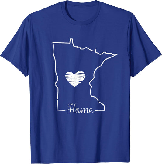 Minnesota Home Shirt MN Graphic Map with Heart T-Shirt - T-Shirt | Royal