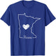 Minnesota Home Shirt MN Graphic Map with Heart T-Shirt - T-Shirt | Royal