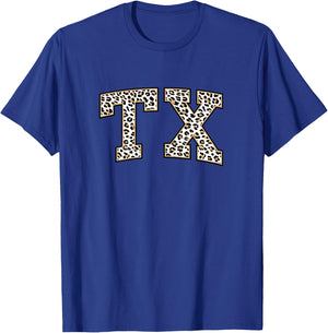Texas | Stylish Leopard Print TX State T-Shirt - T-Shirt | Royal