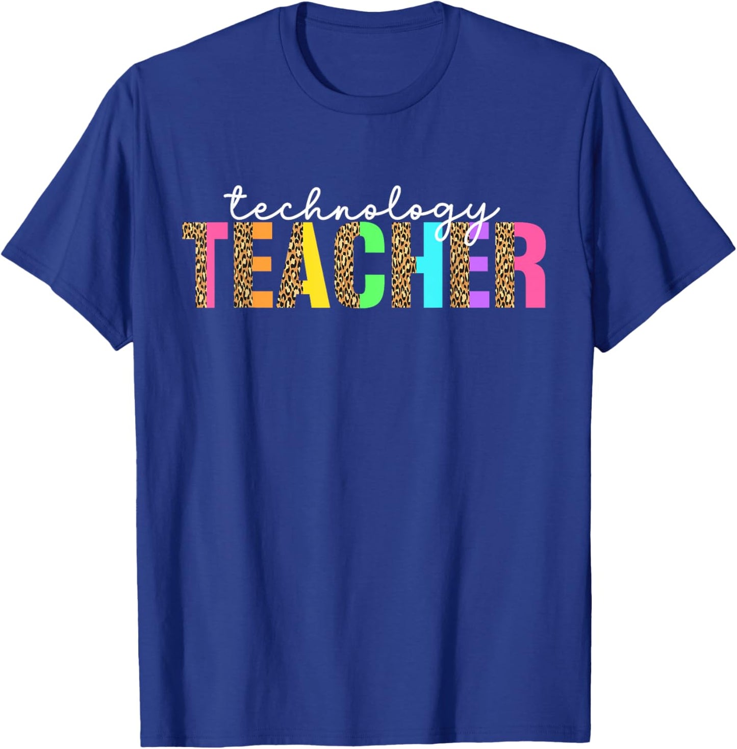 Computer Technology Teacher Leopard Tech Teacher T-Shirt - T-Shirt | Royal