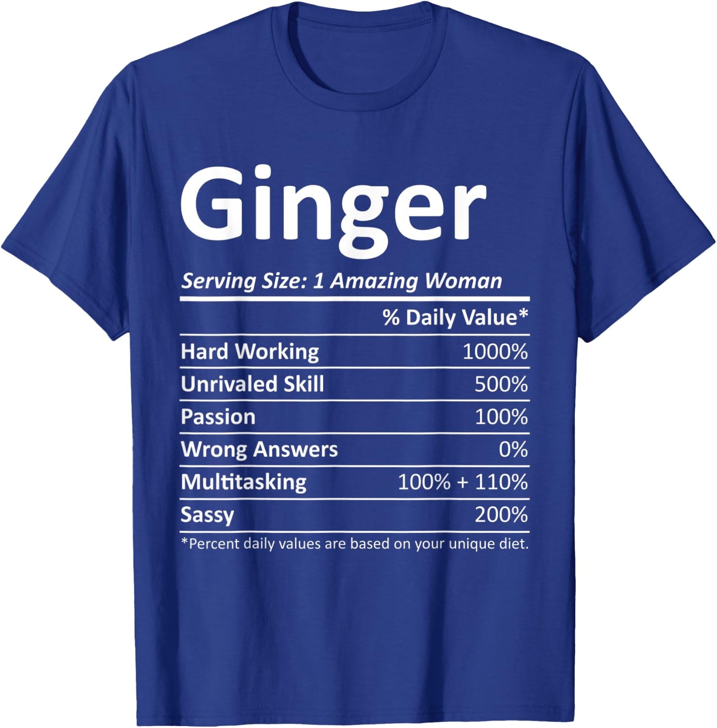 GINGER Nutrition Personalized Name Funny Christmas Gift T-Shirt - T-Shirt | Royal
