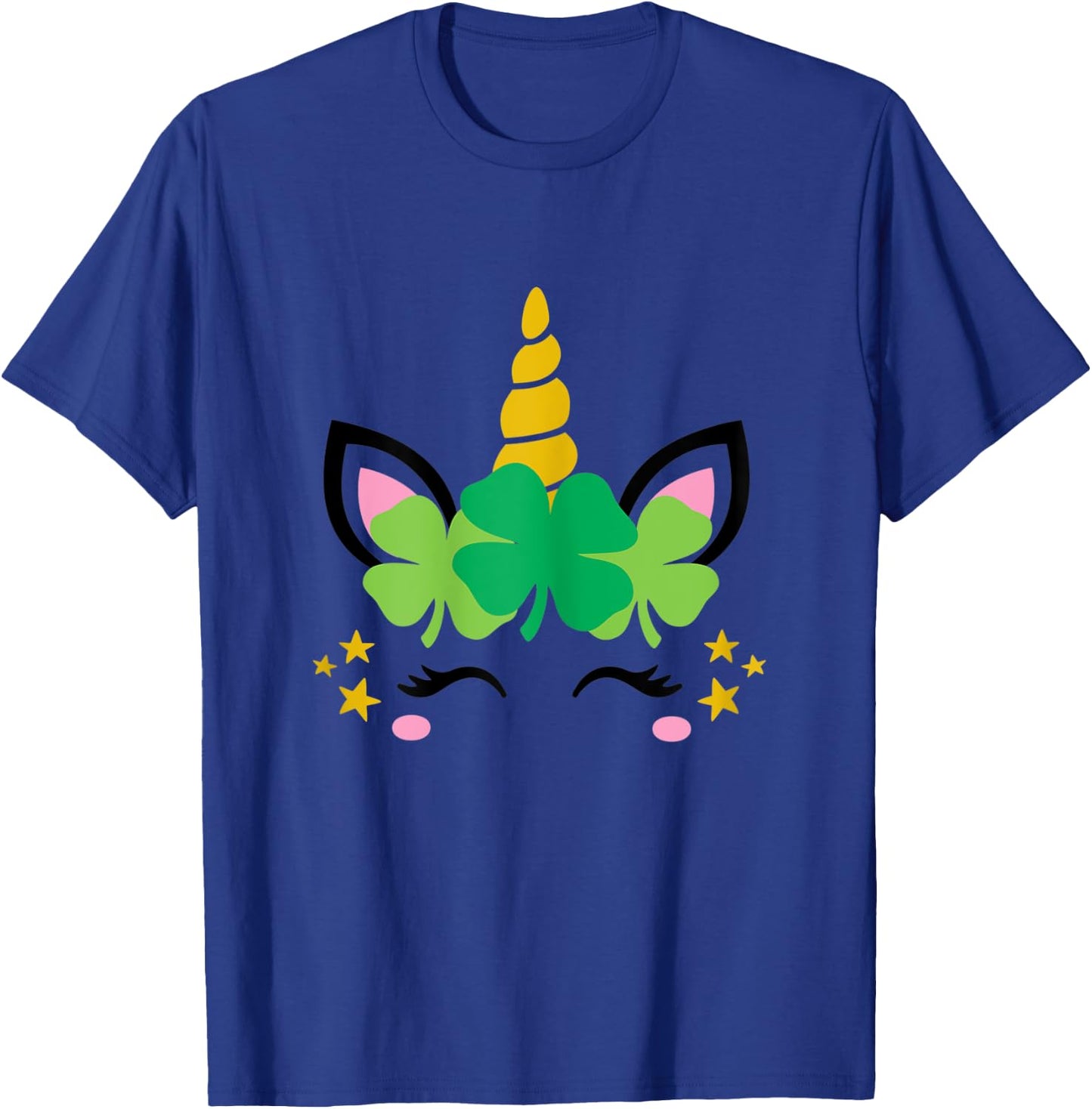 Unicorn Face St Patrick's Day Kids Girls Women T-Shirt - T-Shirt | Royal
