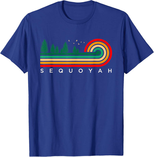 Evergreen Vintage Stripes Sequoyah, Oklahoma T-Shirt - T-Shirt | Royal