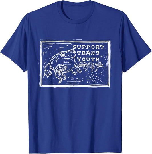Support Trans Youth Cottagecore Frog Protect Trans Kids T-Shirt - T-Shirt | Royal