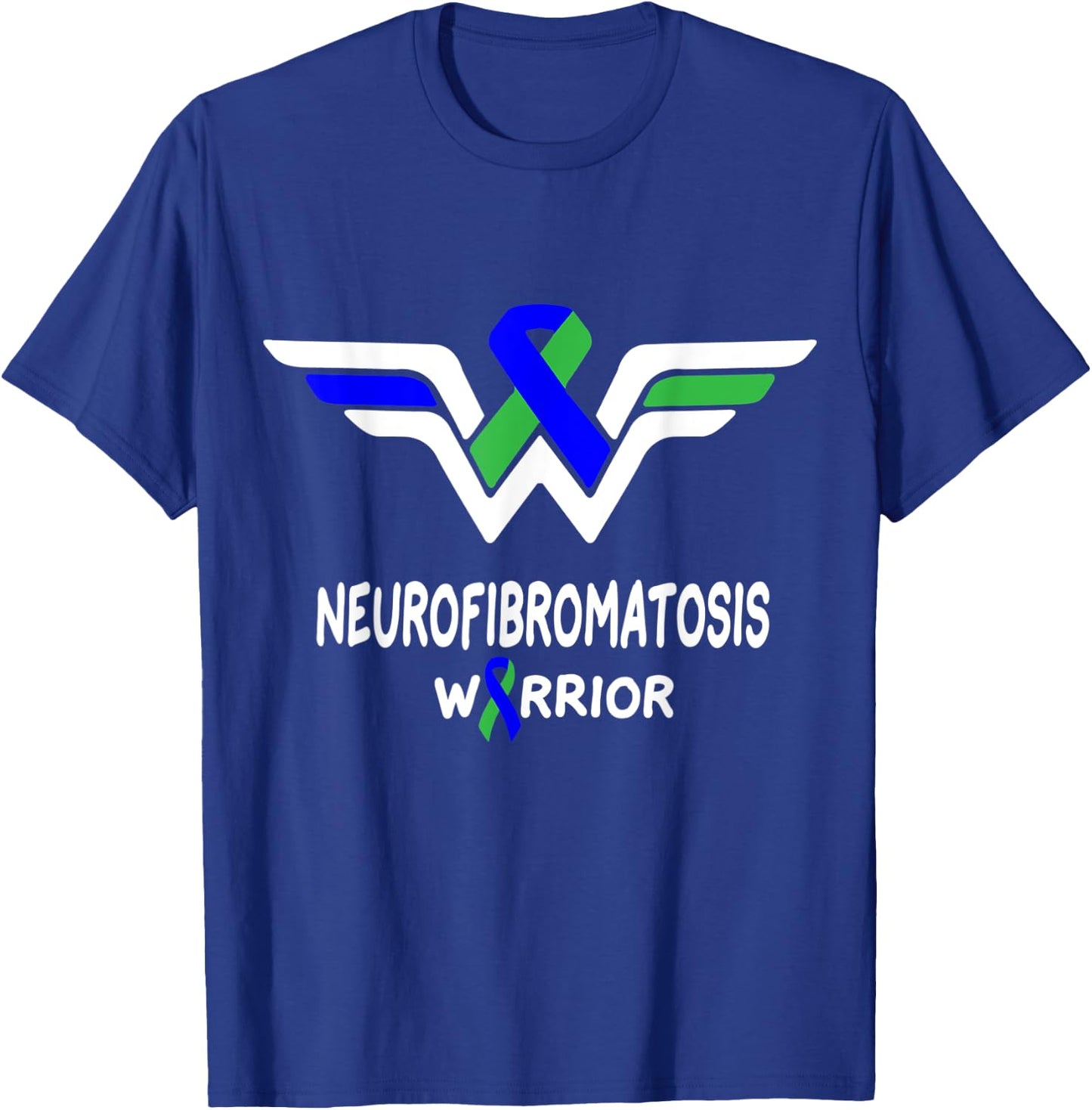 Neurofibromatosis Awareness Warrior Green & Blue Ribbon Gift T-Shirt - T-Shirt | Royal