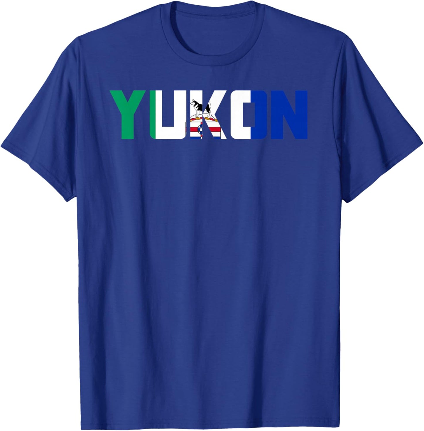 Canadian Yukon Territory Flag Proud Canada Husky Sled Dog T-Shirt - T-Shirt | Royal