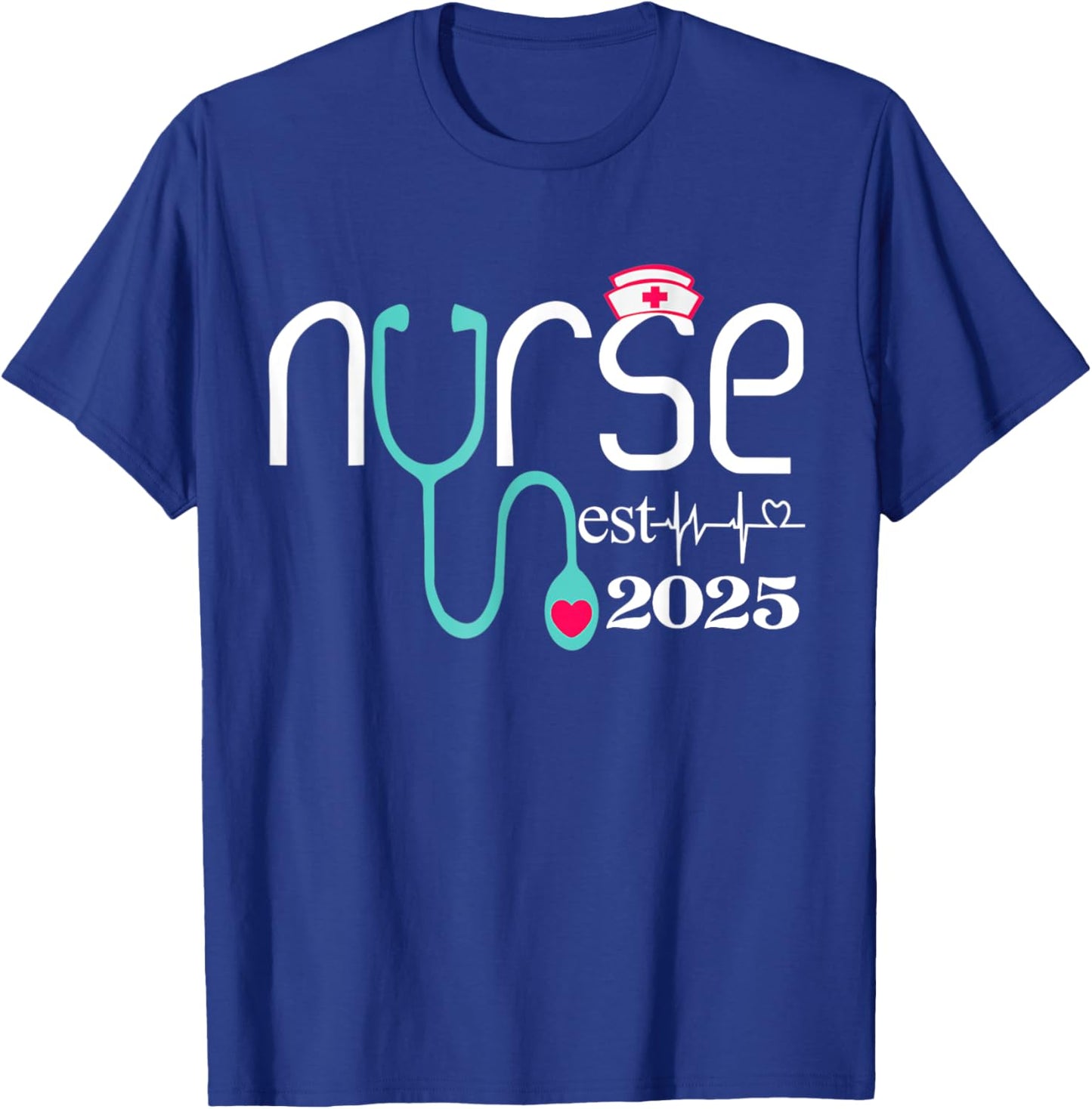 Nurse Est 2025 RN Nursing School Graduation Graduate Heart T-Shirt - T-Shirt | Royal