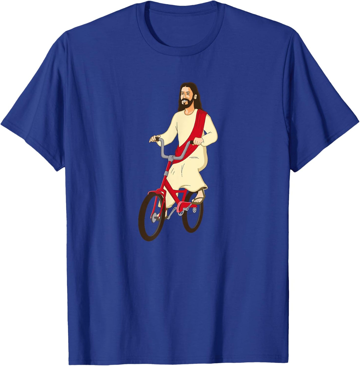 Fun Christ on a Bike Funny Lord God Jesus Church Cycle Gift T-Shirt - T-Shirt | Royal