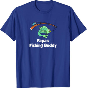 Papa's Fishing Buddy Grandson or Granddaughter Fish T-Shirt - T-Shirt | Royal