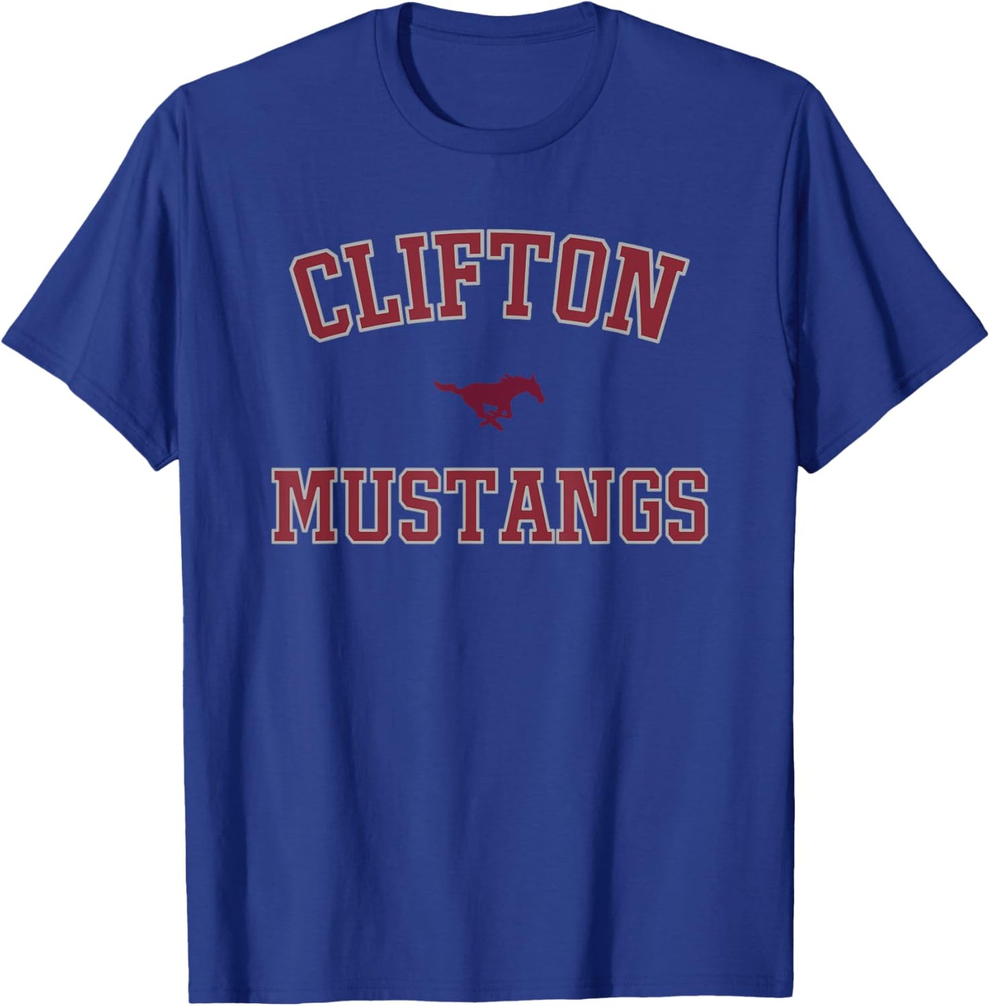 Clifton Mustangs Logo Varsity HS T-Shirt - T-Shirt | Royal