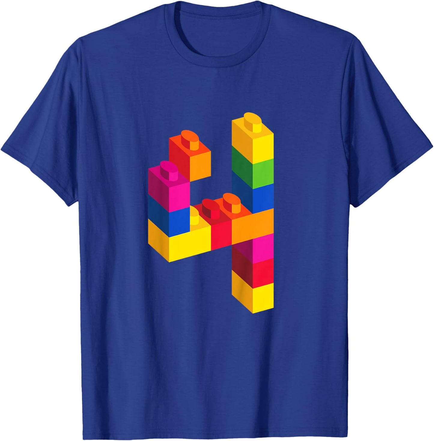 4 Year Old Building Blocks Birthday T Shirt Bricks 4th Gift T-Shirt - T-Shirt | Royal