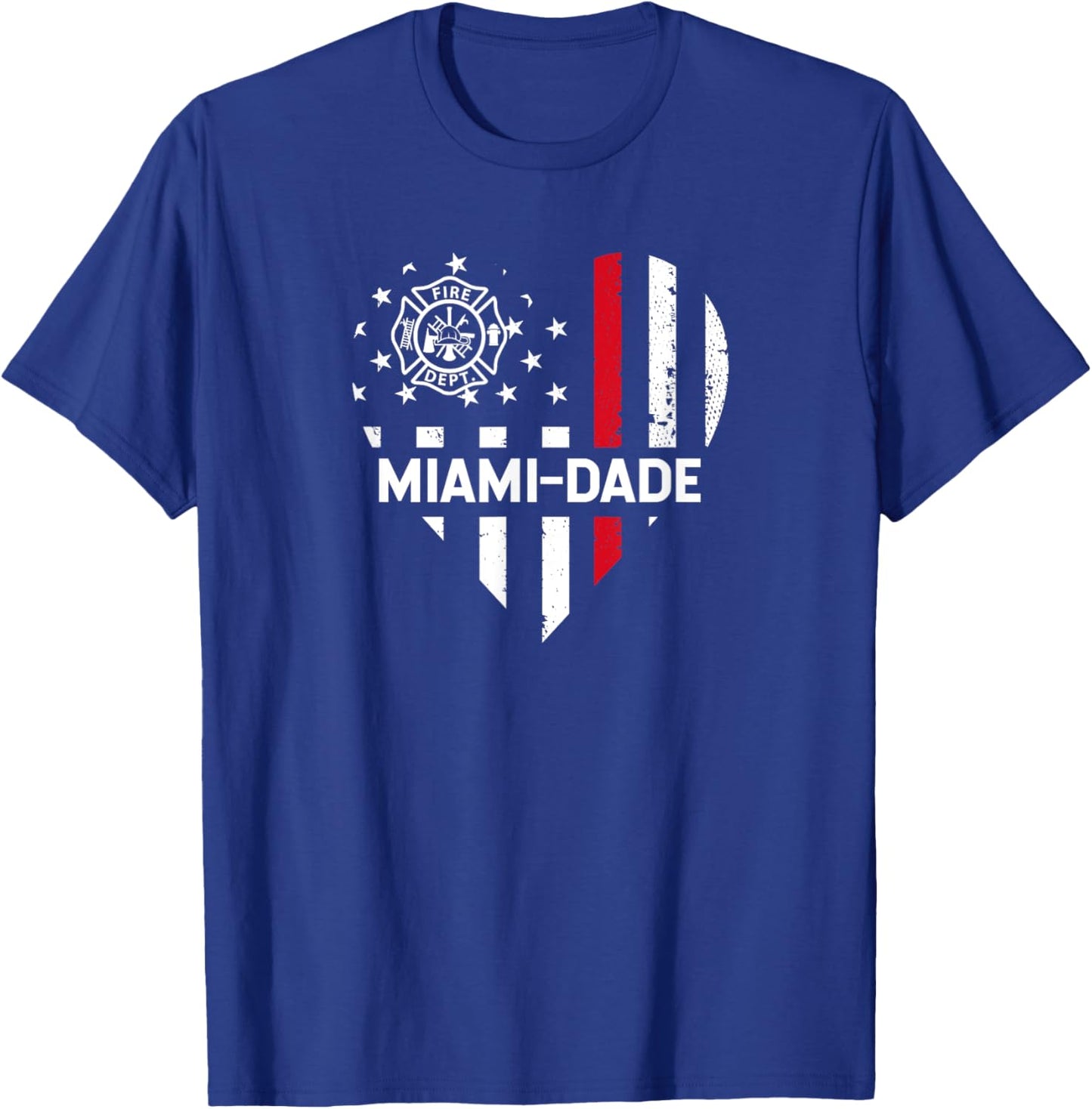 Firefighter Love 4th of July USA Flag Miami-Dade Fire Rescue Men T-Shirt - T-Shirt | Royal