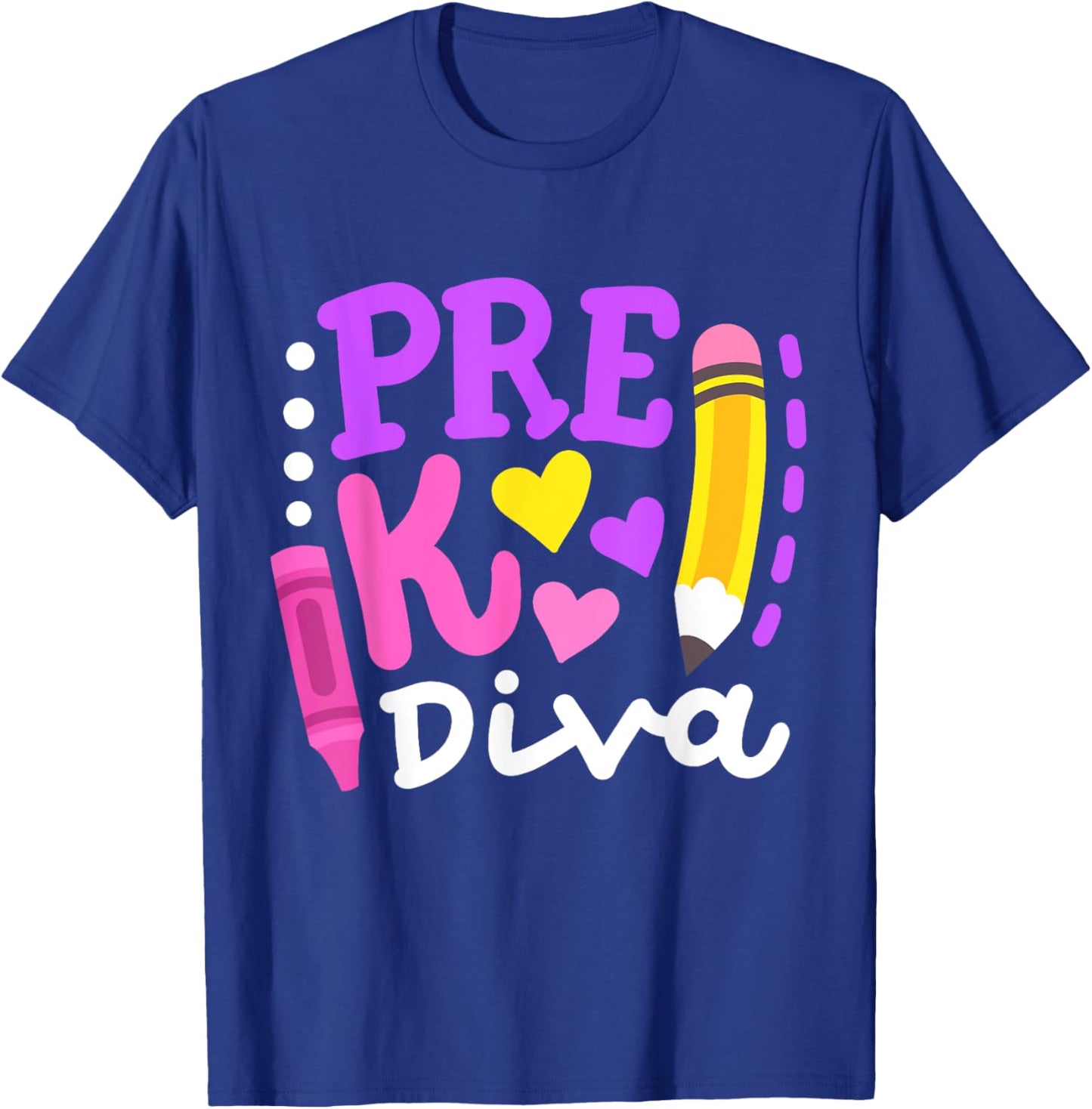 Pre-K Diva Funny Welcome Back To School Teachers Girls Kids T-Shirt - T-Shirt | Royal