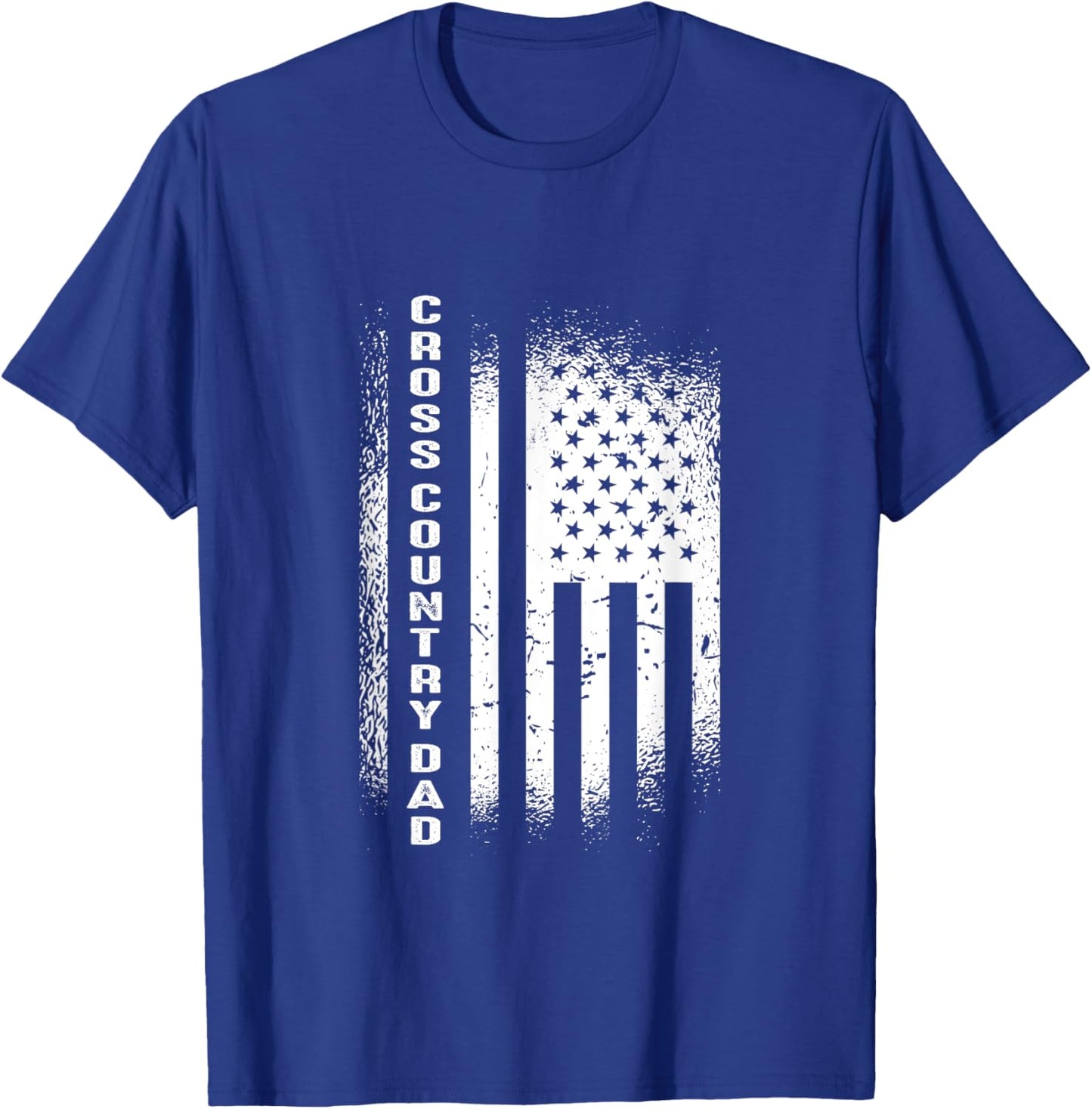 Cross Country Dad Running Vintage American Flag XC Runner T-Shirt - T-Shirt | Royal