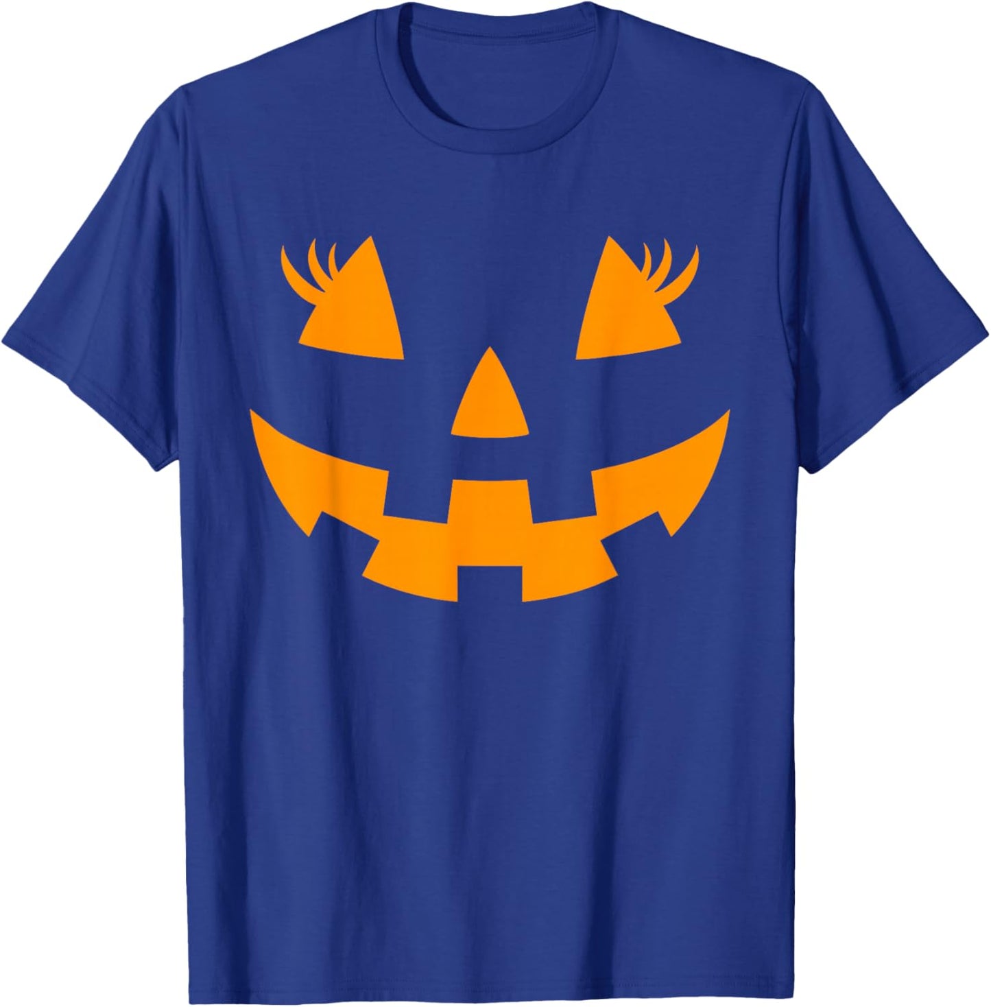 Jack O Lantern Face Pumpkin Eyelashes Hallowen Costume Funny T-Shirt - T-Shirt | Royal