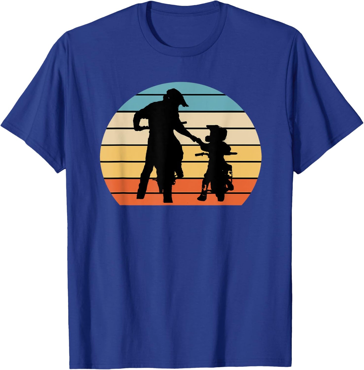 Father and Son Braaap Motocross Off-Roading Retro Sunset T-Shirt - T-Shirt | Royal