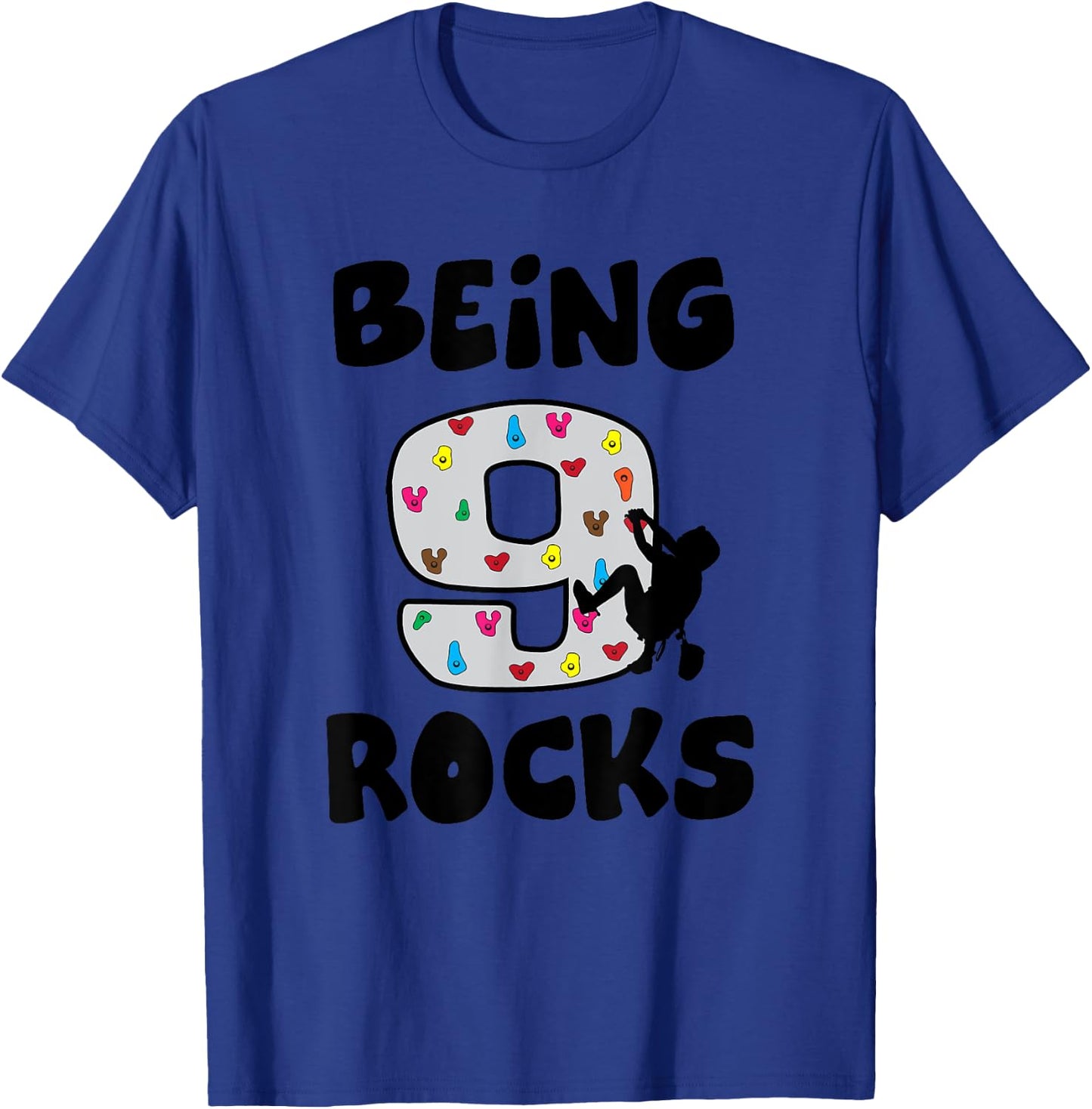 Rock Climbing Funny 9 Years Old 9th Birthday Gift Kids T-Shirt - T-Shirt | Royal