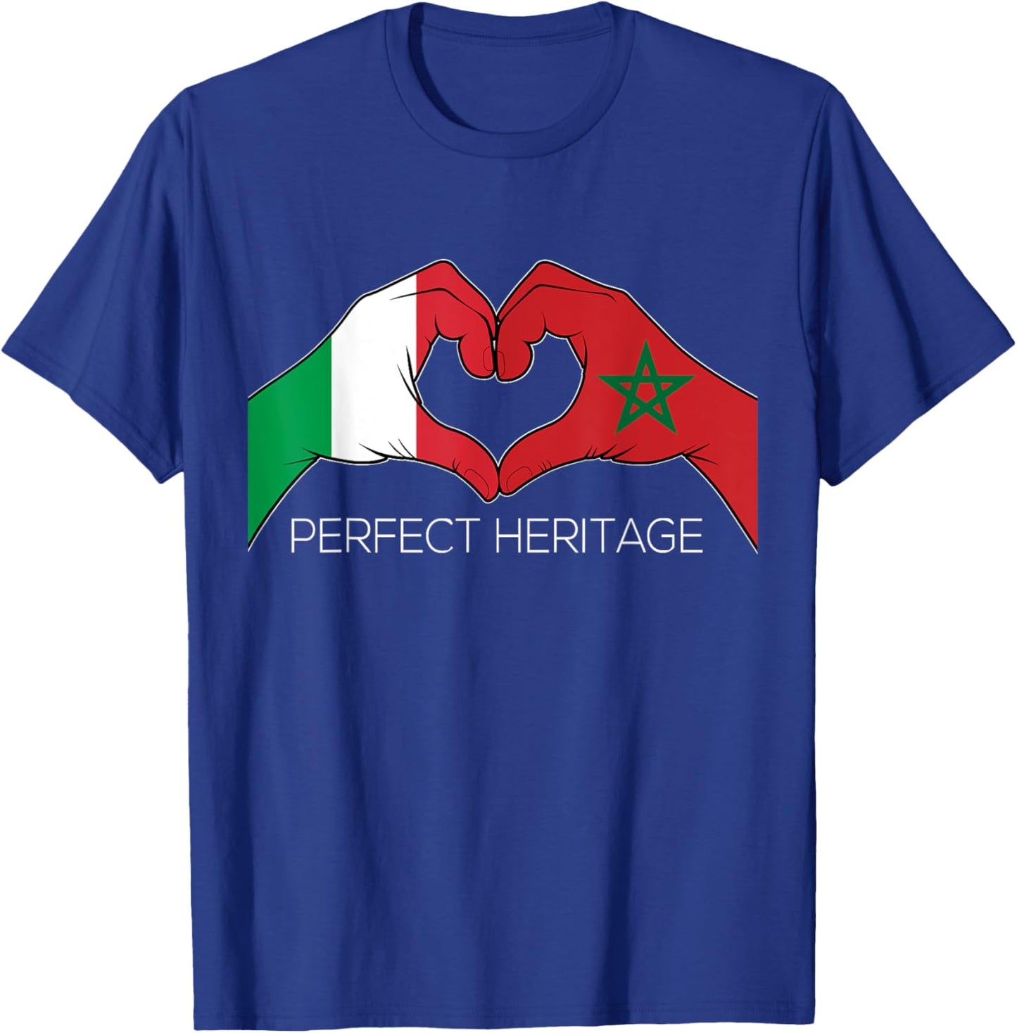 Italy and Morocco Heart Heritage Perfect Italian Moroccan T-Shirt - T-Shirt | Royal