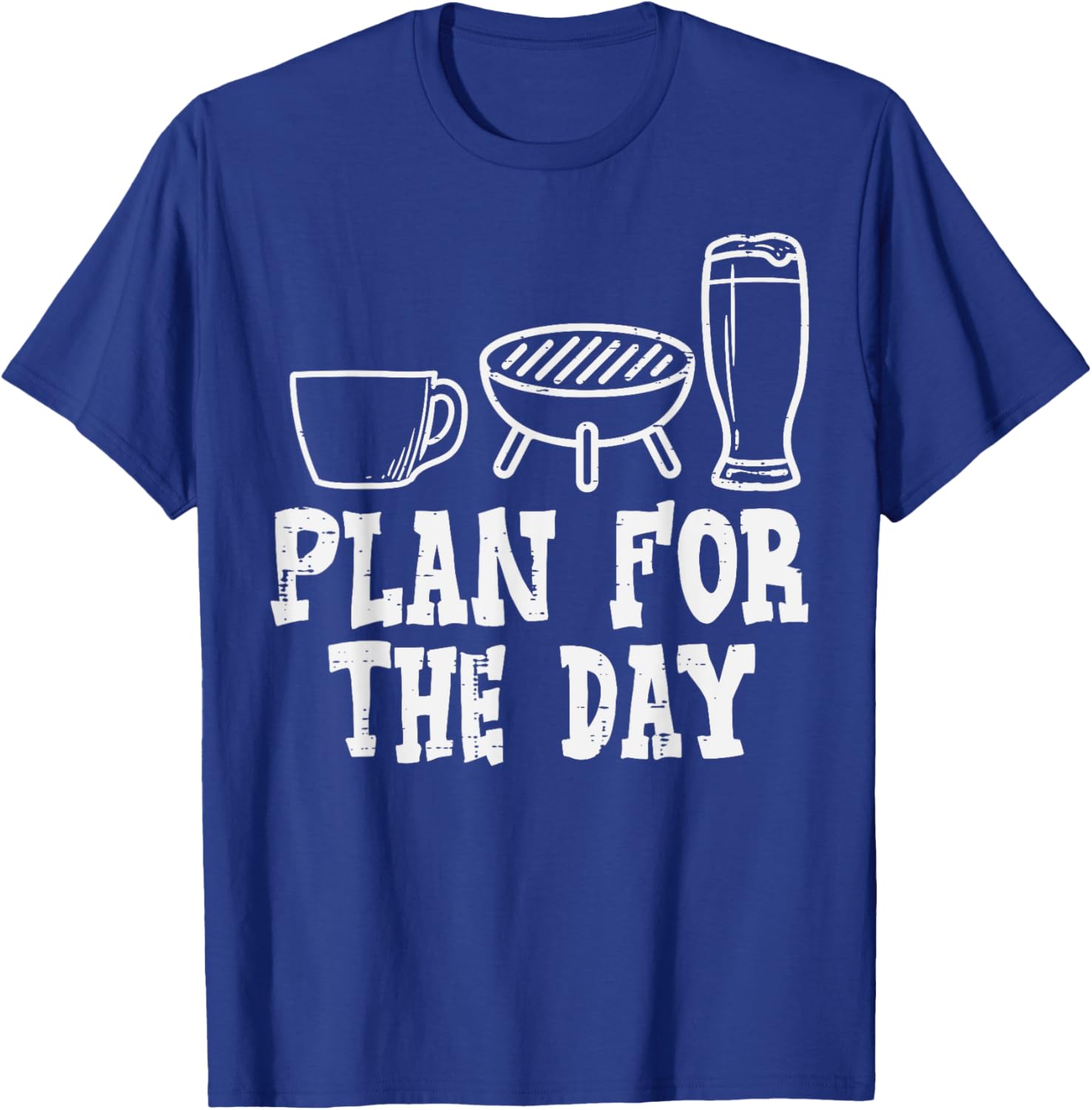 Plan For The Day Coffee Bbq Funny Barbecue Grilling Dad Men T-Shirt - T-Shirt | Royal