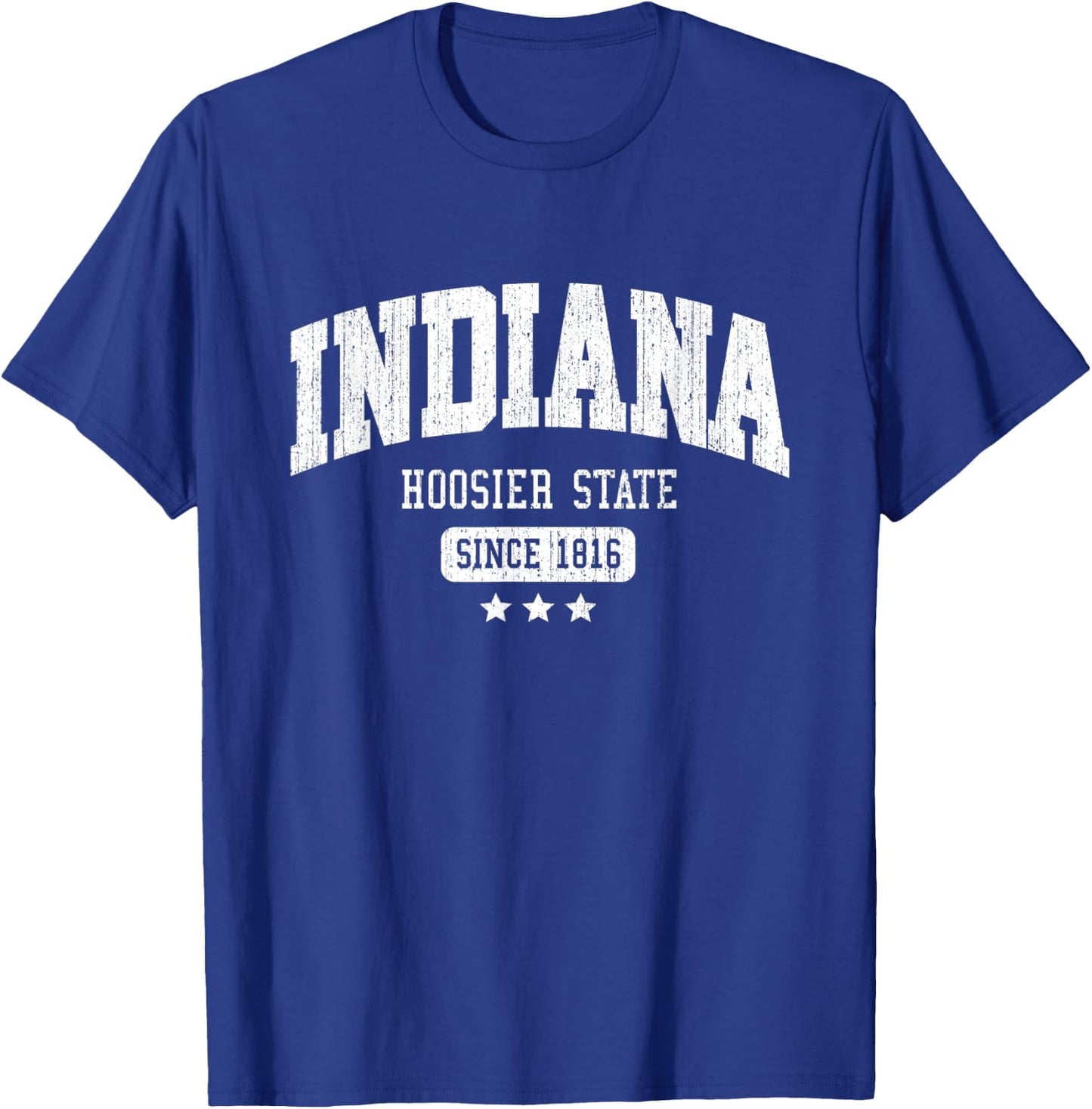 Vintage Indiana Hoosier State Athletic White Rough Text T-Shirt - T-Shirt | Royal