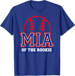 MIA of Rookie 1st Birthday Baseball Theme Matching Party T-Shirt - T-Shirt | Royal