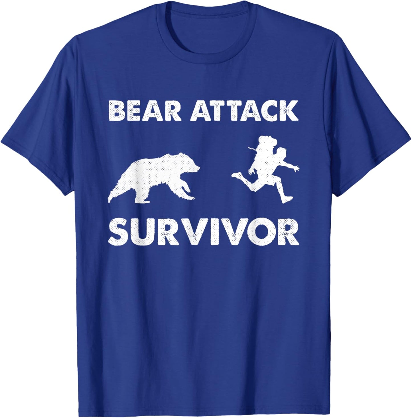 Bear Attack Survivor Funny Retro Outdoors Hiker Comper Biker T-Shirt - T-Shirt | Royal