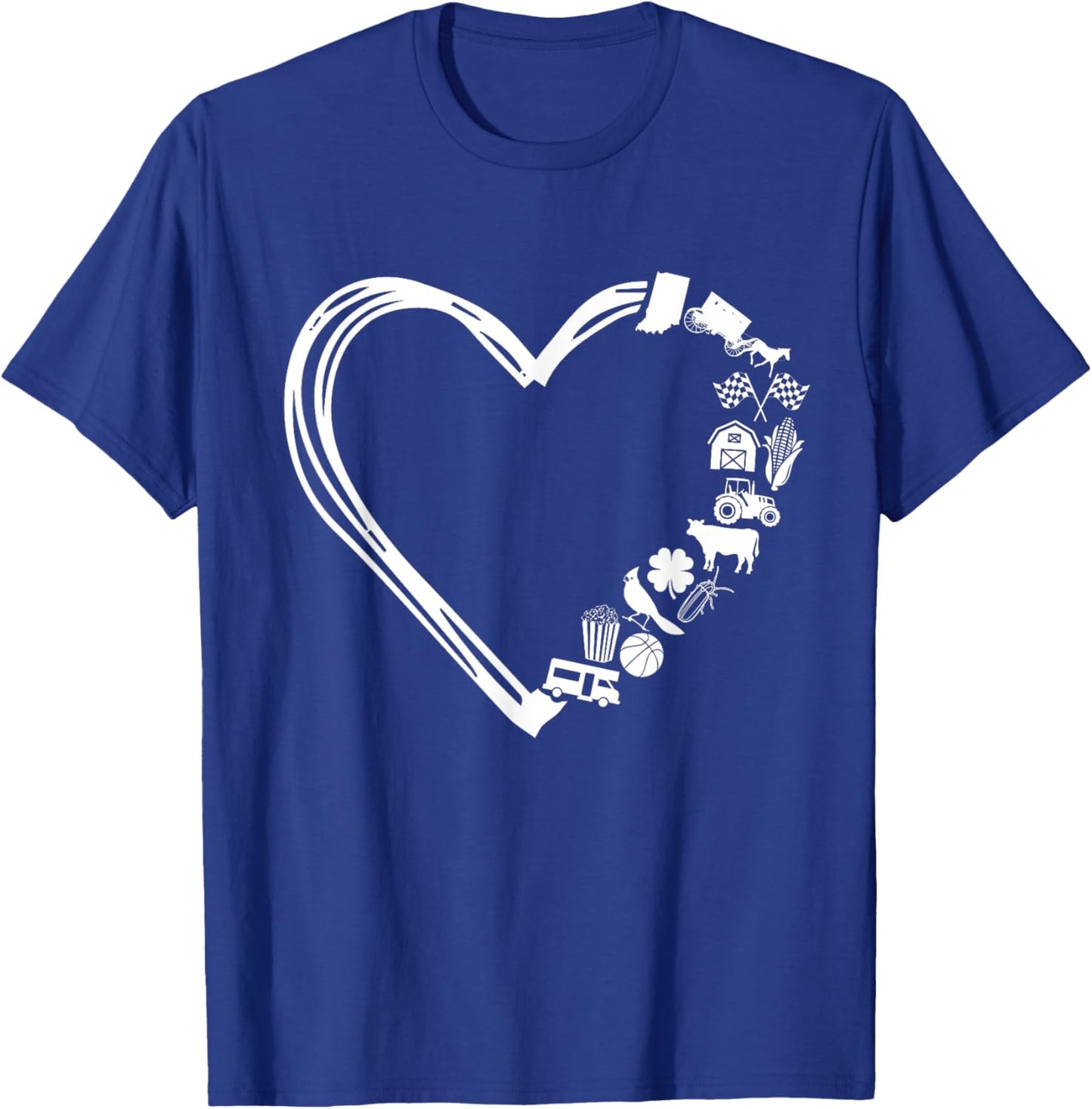I Love the State of Indiana Heart T-Shirt - T-Shirt | Royal