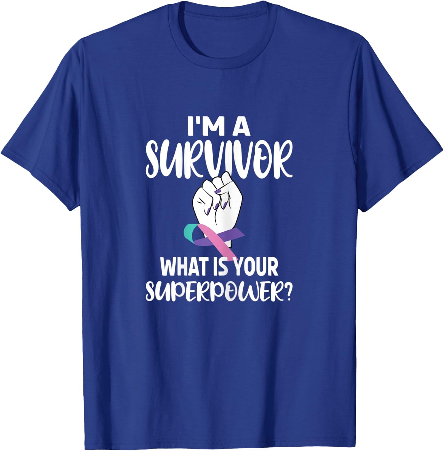 I'm A Survivor Cancer Ribbon Thyroid Cancer Awareness T-Shirt - T-Shirt | Royal