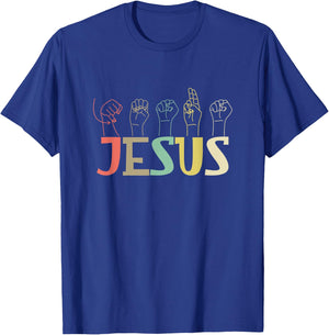 Jesus ASL Christian Deaf D/HH ASL Teacher Sign Language Men Women T-Shirt - T-Shirt | Royal