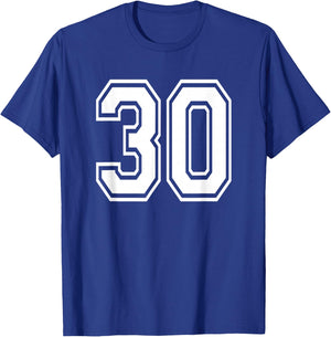 Number 30 30th Birthday Gift Player Team Numbered Jersey T-Shirt - T-Shirt | Royal