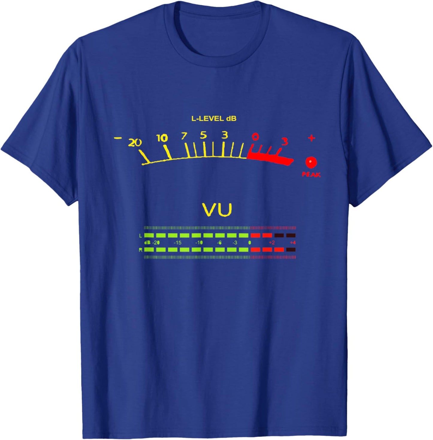 Retro VU Meter Vintage Hi-Fi Audio Stereo Music Sound T-Shirt - T-Shirt | Royal