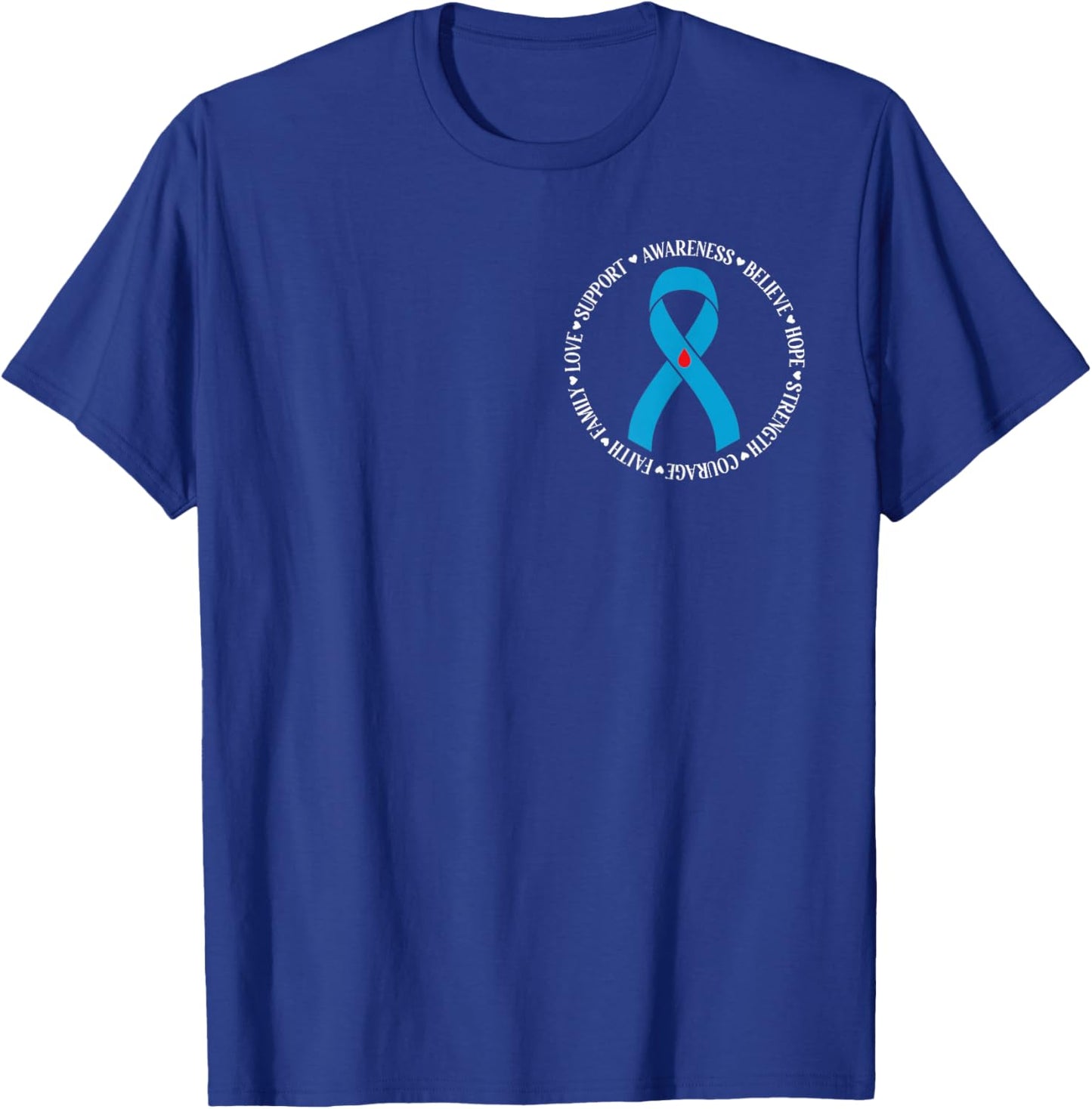Diabetes Awareness Month Blue Love Ribbon Support T1D T2D T-Shirt - T-Shirt | Royal