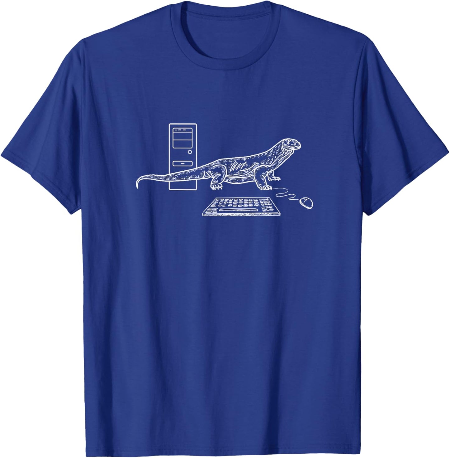 Funny computer monitor lizard visual pun T-Shirt - T-Shirt | Royal